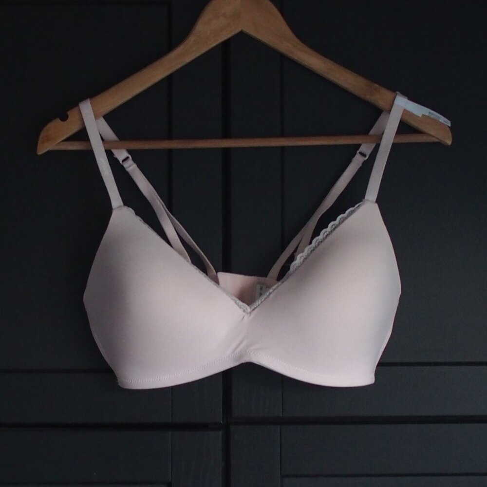 Aerie | NWT Real Happy Pink Wireless Bra w Lace Trim